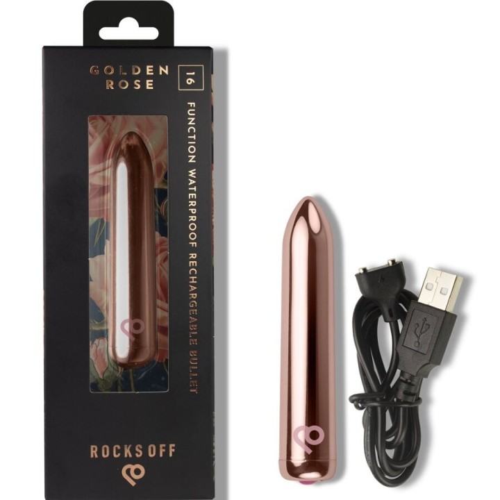 Wiederaufladbarer Vibrierender Bullet Golden Rose von Rocks-Off | Fesselliebe.de