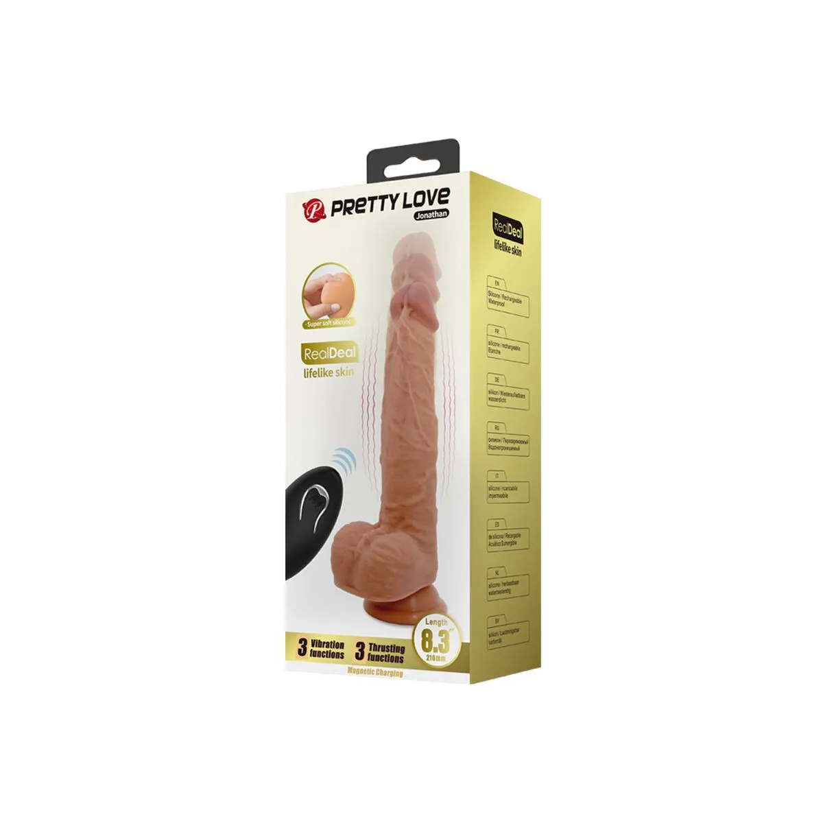 Jonathan Silikondildo 3 Vibrationen + 3 Einführmassnahmen mit Fernbedienung 21 cm von Pretty Love High Grade | Fesselliebe.de