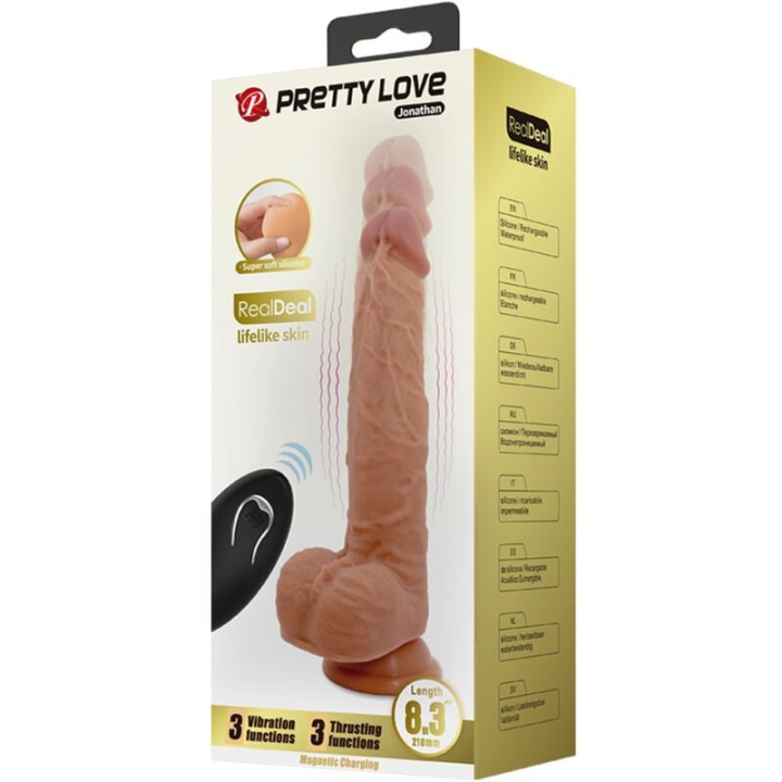 Jonathan Silikondildo 3 Vibrationen + 3 Einführmassnahmen mit Fernbedienung 21 cm von Pretty Love High Grade | Fesselliebe.de