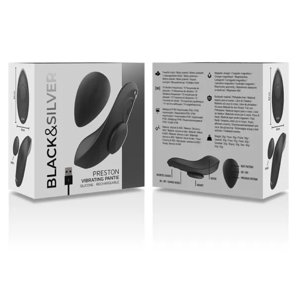 Preston wiederaufladbarer Silikon-Vibrator-Pantie Schwarz von Black&Silver | Fesselliebe.de