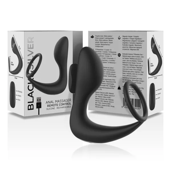 Analmassager mit Fernbedienung, wiederaufladbares Silikon Schwarz von Black&Silver | Fesselliebe.de