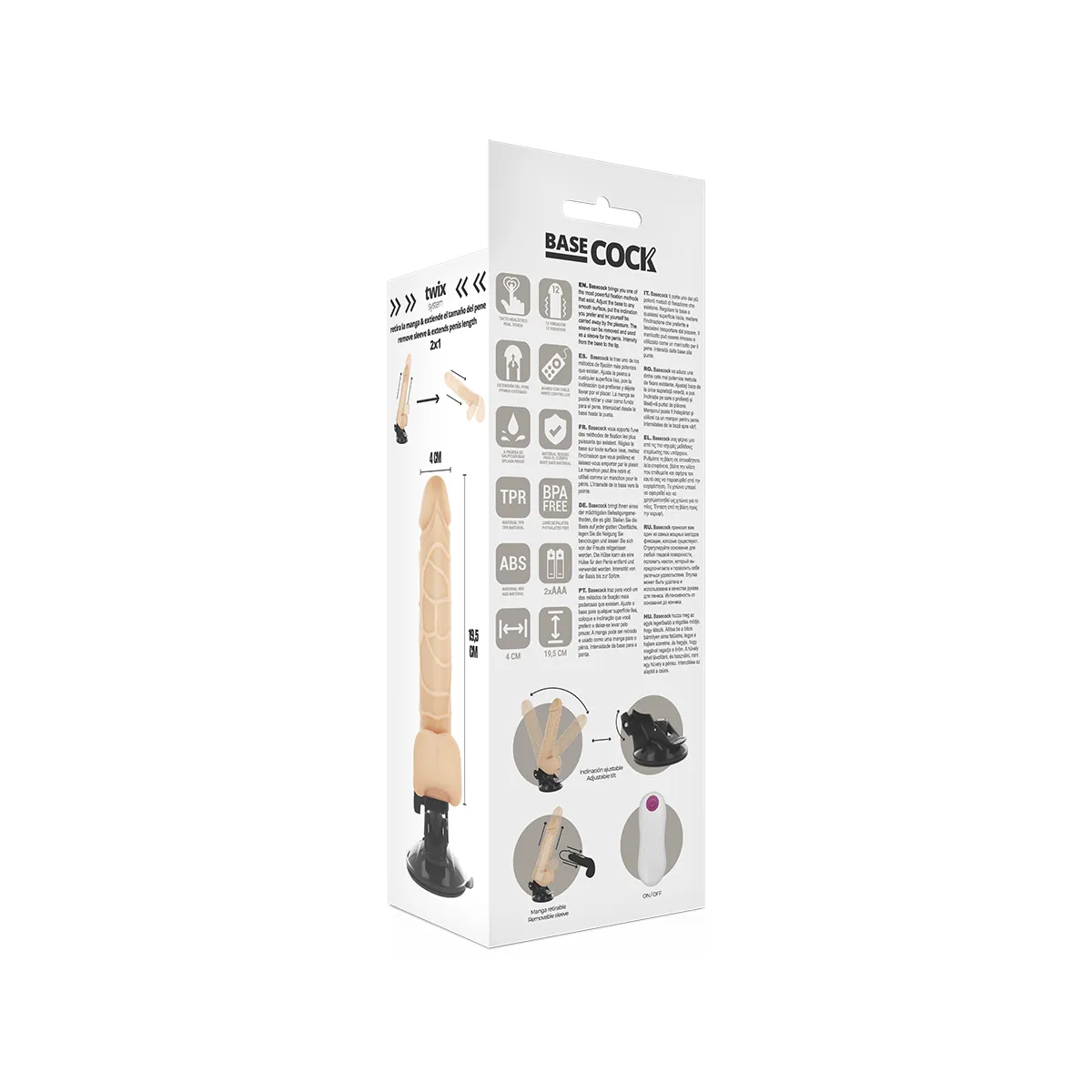 Realistischer Vibrator mit Fernbedienung natürlich mit Hoden 19,5 cm -O- 4 cm von Basecock | Fesselliebe.de