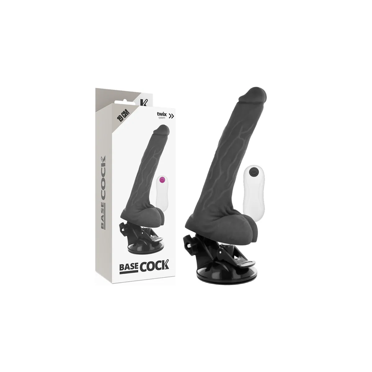 Realistischer Vibrator mit Fernbedienung Schwarz 19 cm -O- 4 cm von Basecock | Fesselliebe.de