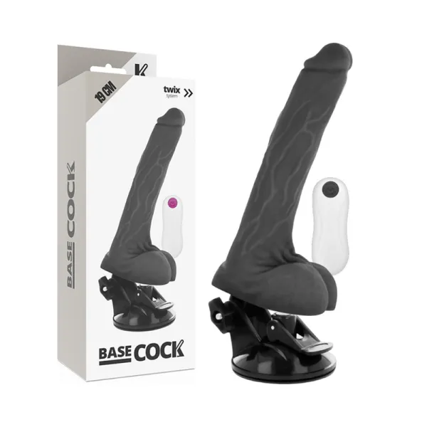 Realistischer Vibrator mit Fernbedienung Schwarz 19 cm -O- 4 cm von Basecock | Fesselliebe.de