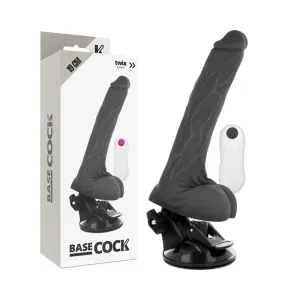 Realistischer Vibrator mit Fernbedienung Schwarz 19 cm -O- 4 cm von Basecock | Fesselliebe.de