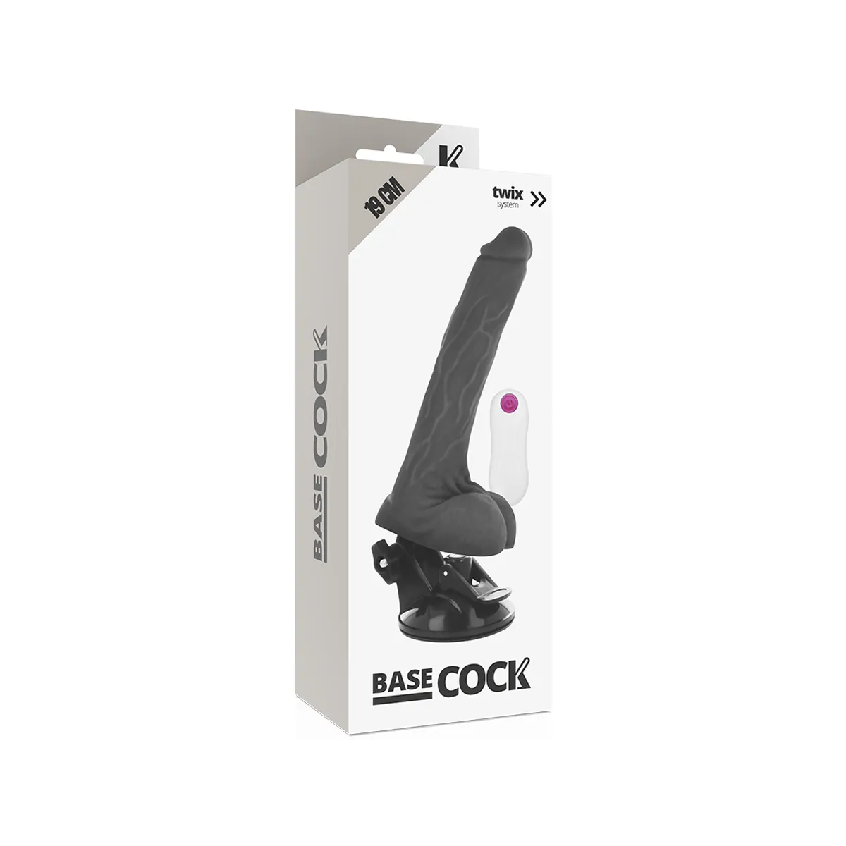 Realistischer Vibrator mit Fernbedienung Schwarz 19 cm -O- 4 cm von Basecock | Fesselliebe.de
