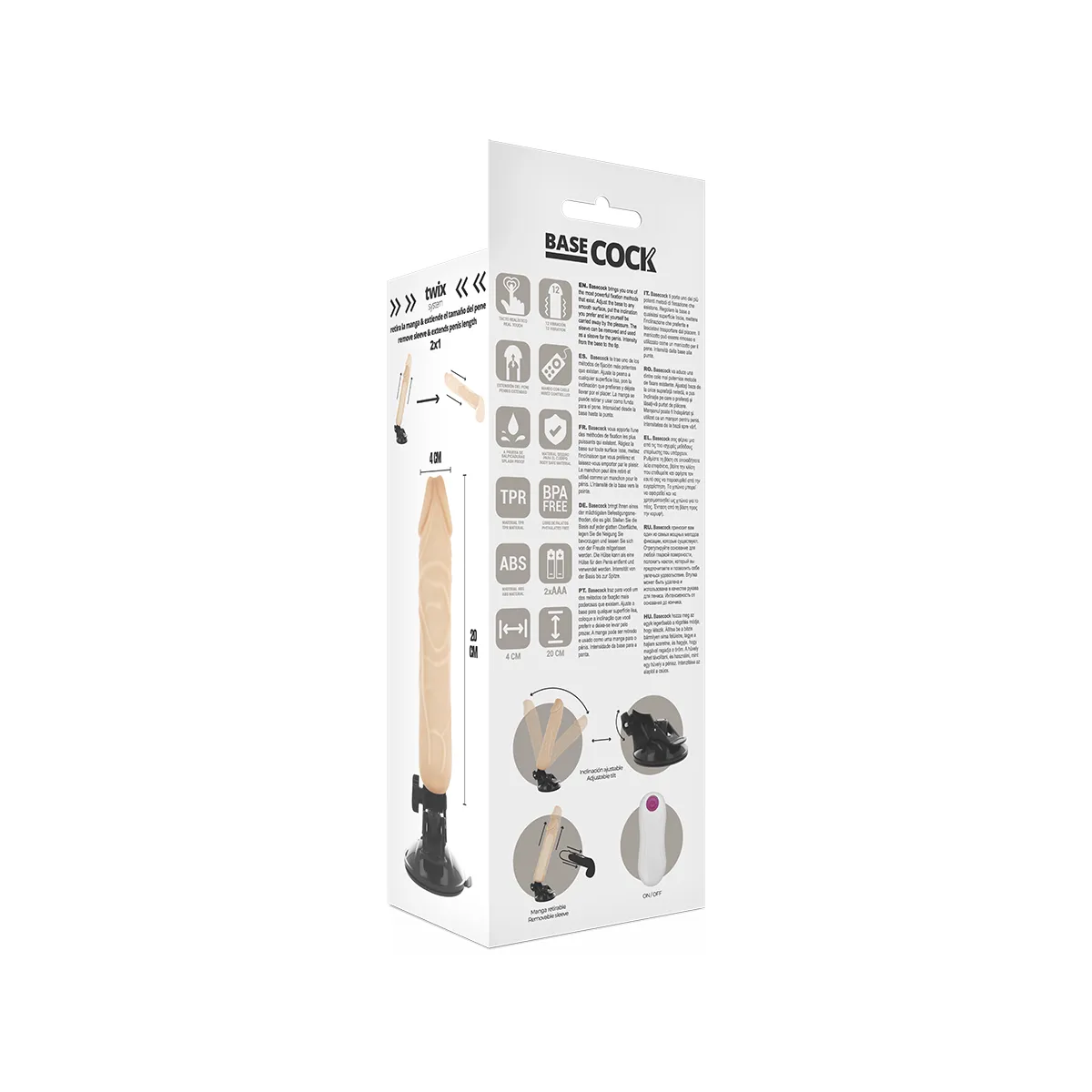 Realistischer natürlicher mit Fernbedienungsvibrator 20 cm -O- 4 cm von Basecock | Fesselliebe.de