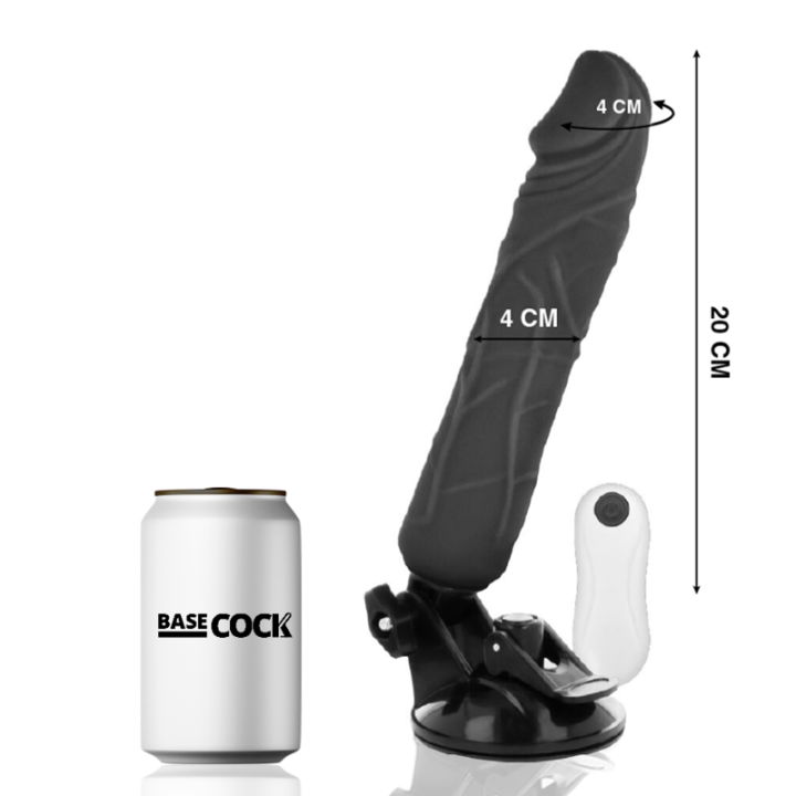 Realistischer Vibrator mit Fernbedienung Schwarz 20 cm -O- 4 cm von Basecock | Fesselliebe.de