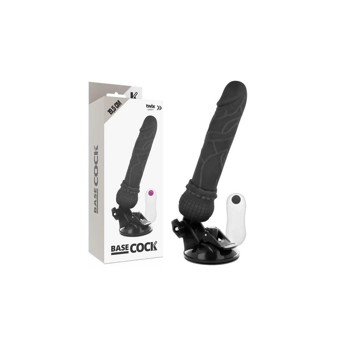 Realistischer Vibrator mit Fernbedienung Schwarz 19,5 cm -O- 4 cm von Basecock | Fesselliebe.de