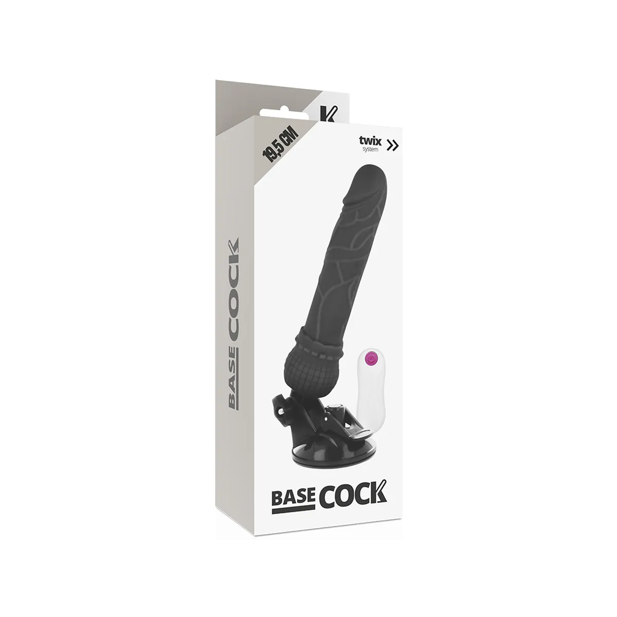 Realistischer Vibrator mit Fernbedienung Schwarz 19,5 cm -O- 4 cm von Basecock | Fesselliebe.de
