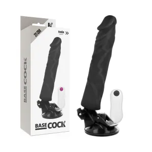 Realistischer Vibrator mit Fernbedienung Schwarz 21 cm -O- 4 cm von Basecock | Fesselliebe.de