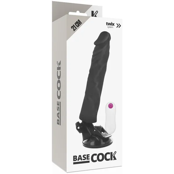 Realistischer Vibrator mit Fernbedienung Schwarz 21 cm -O- 4 cm von Basecock | Fesselliebe.de