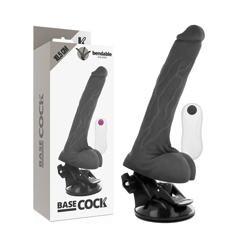 Biegsamer Vibrator mit Fernbedienung Schwarz 18,5 cm -O- 4 cm von Basecock | Fesselliebe.de