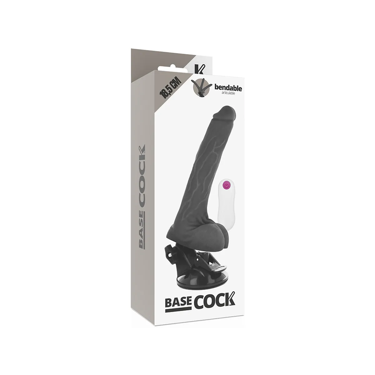 Biegsamer Vibrator mit Fernbedienung Schwarz 18,5 cm -O- 4 cm von Basecock | Fesselliebe.de