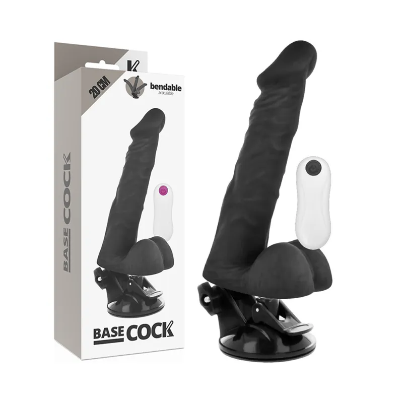 Biegsamer Vibrator mit Fernbedienung Schwarz 20 cm -O- 4,5 cm von Basecock | Fesselliebe.de