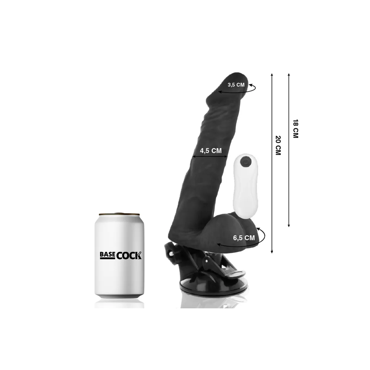 Biegsamer Vibrator mit Fernbedienung Schwarz 20 cm -O- 4,5 cm von Basecock | Fesselliebe.de