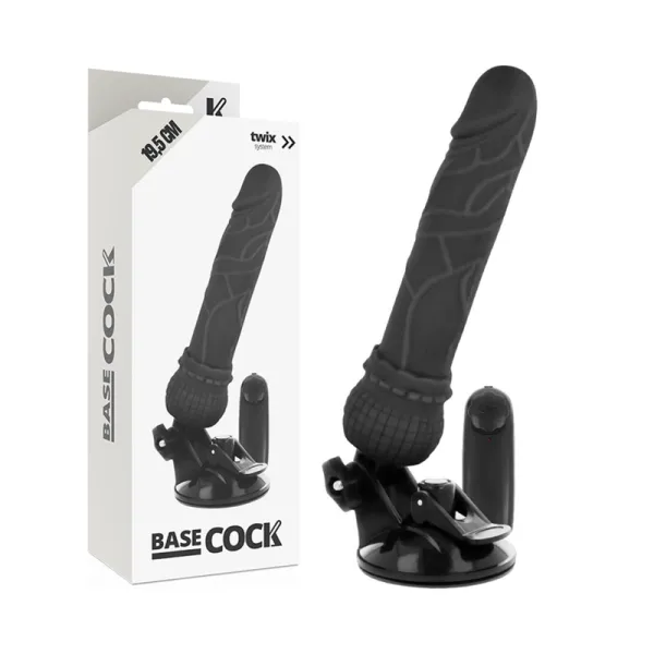 Realistischer Vibrator mit Fernbedienung Schwarz 19,5 cm -O- 4 cm von Basecock | Fesselliebe.de