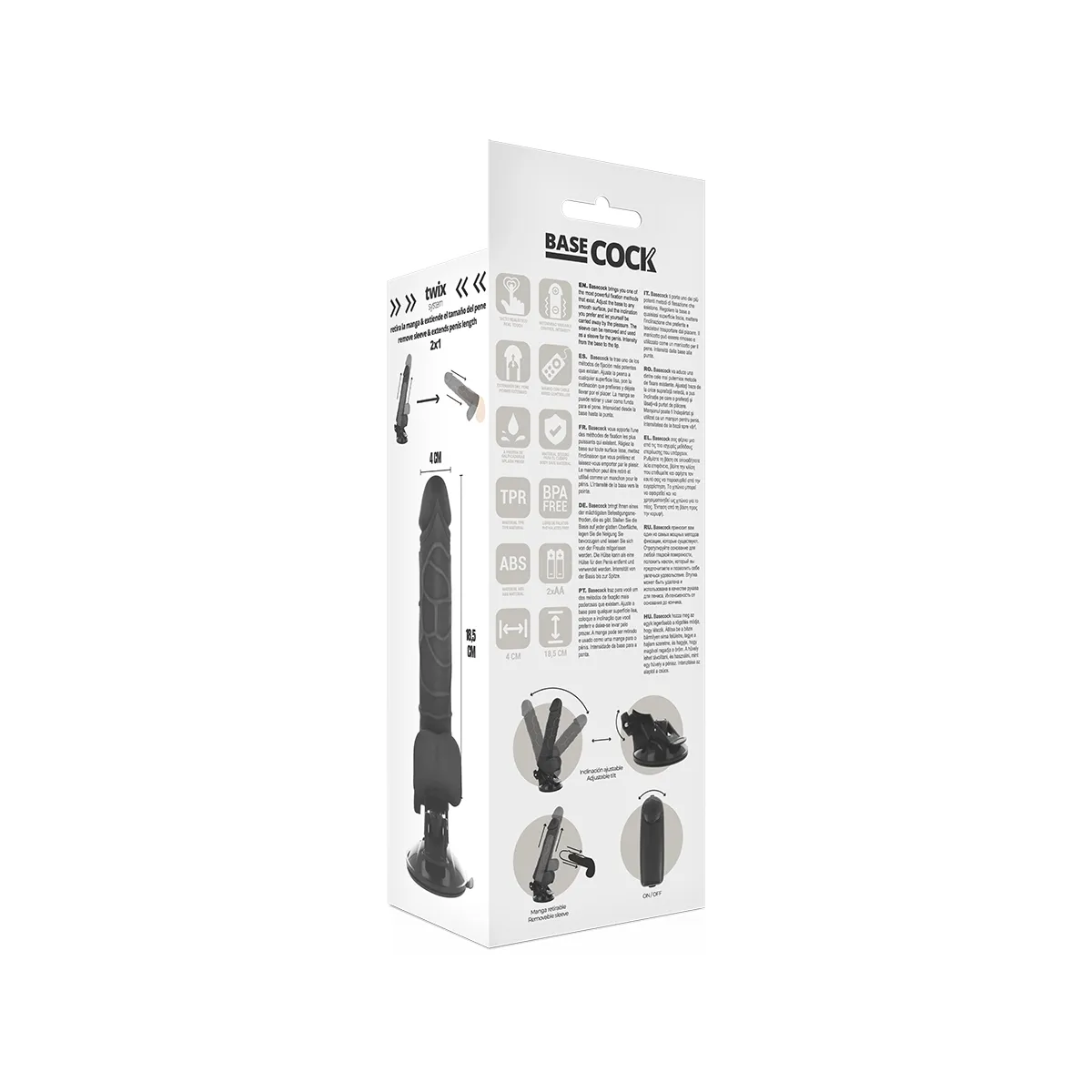 Realistischer Vibrator mit Fernbedienung Schwarz 18,5 cm -O- 4cm von Basecock | Fesselliebe.de