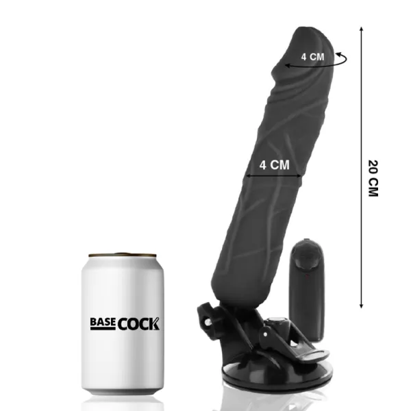 Realistischer Vibrator mit Fernbedienung Schwarz 20 cm -O- 4 cm von Basecock | Fesselliebe.de