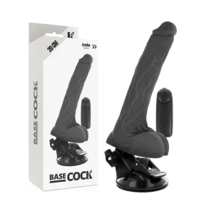 Realistischer Vibrator mit Fernbedienung Schwarz mit Hoden 20 cm -O- 4 cm von Basecock | Fesselliebe.de