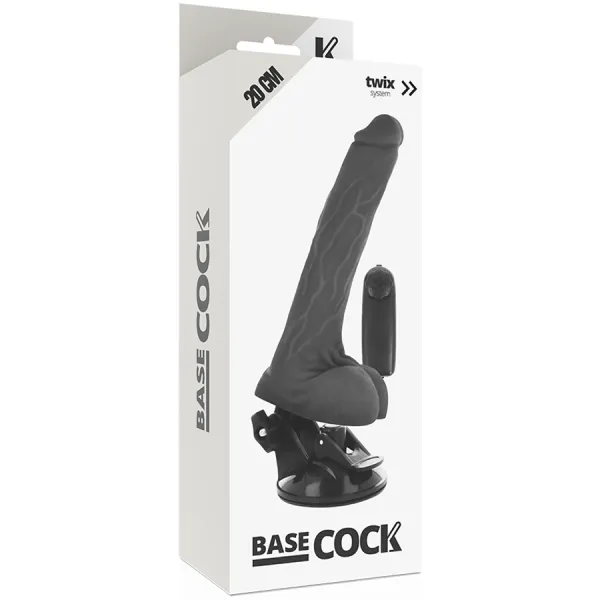 Realistischer Vibrator mit Fernbedienung Schwarz mit Hoden 20 cm -O- 4 cm von Basecock | Fesselliebe.de