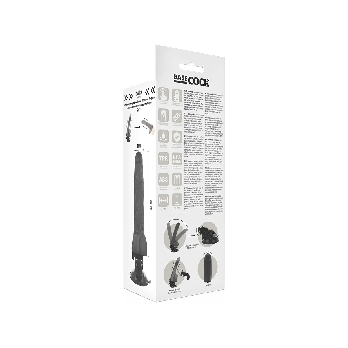 Realistischer Vibrator mit Fernbedienung Schwarz mit Hoden 20 cm -O- 4 cm von Basecock | Fesselliebe.de