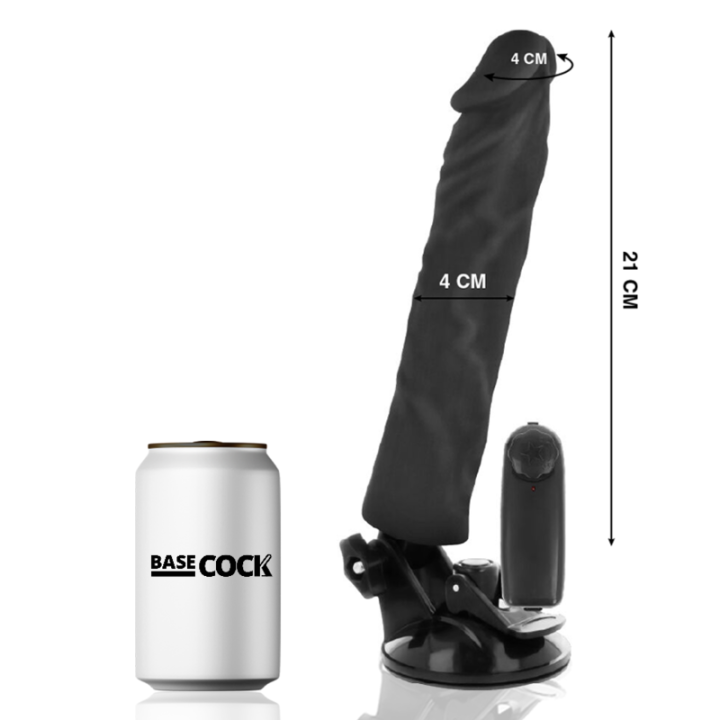 Realistischer Vibrator mit Fernbedienung Schwarz 21 cm -O- 4 cm von Basecock | Fesselliebe.de