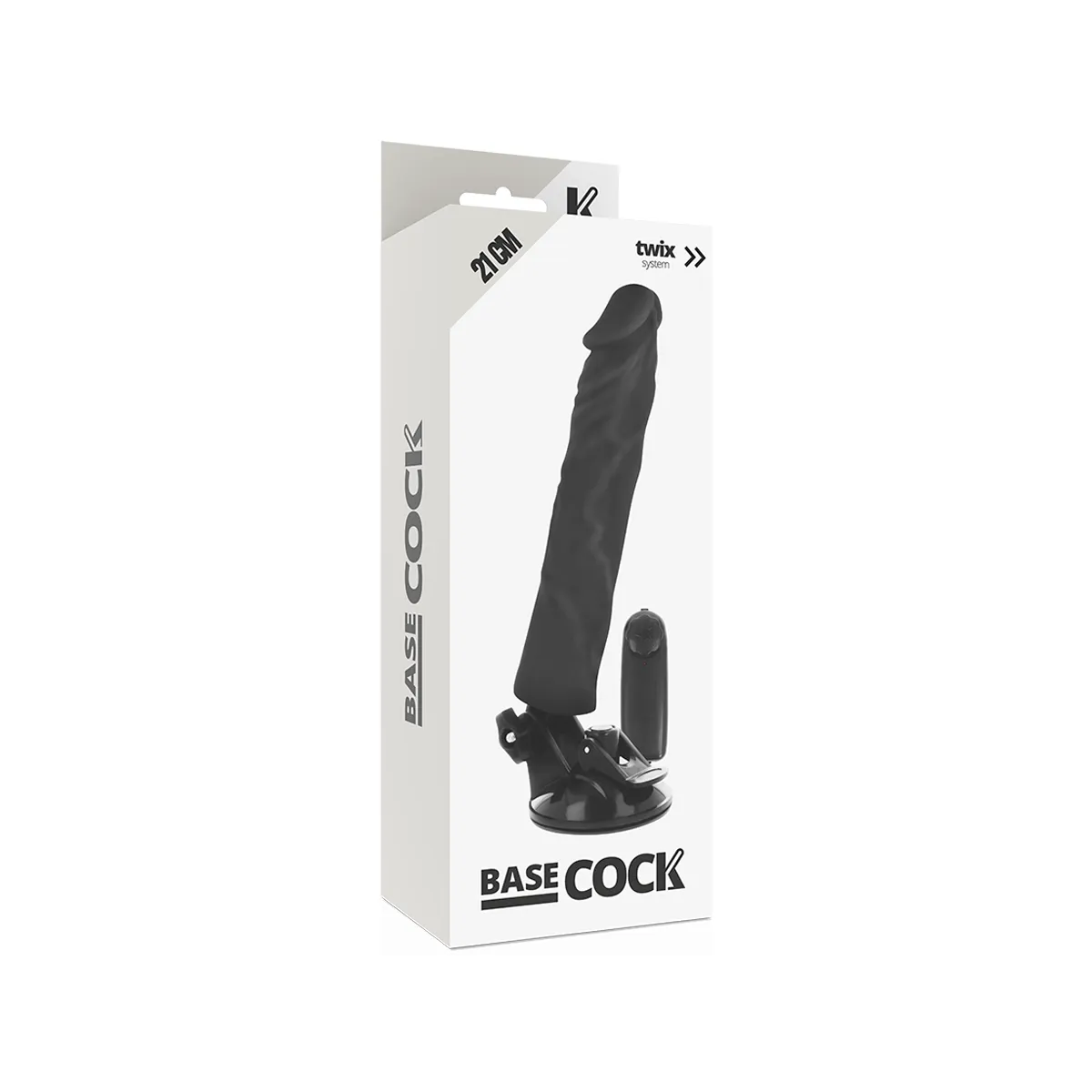 Realistischer Vibrator mit Fernbedienung Schwarz 21 cm -O- 4 cm von Basecock | Fesselliebe.de