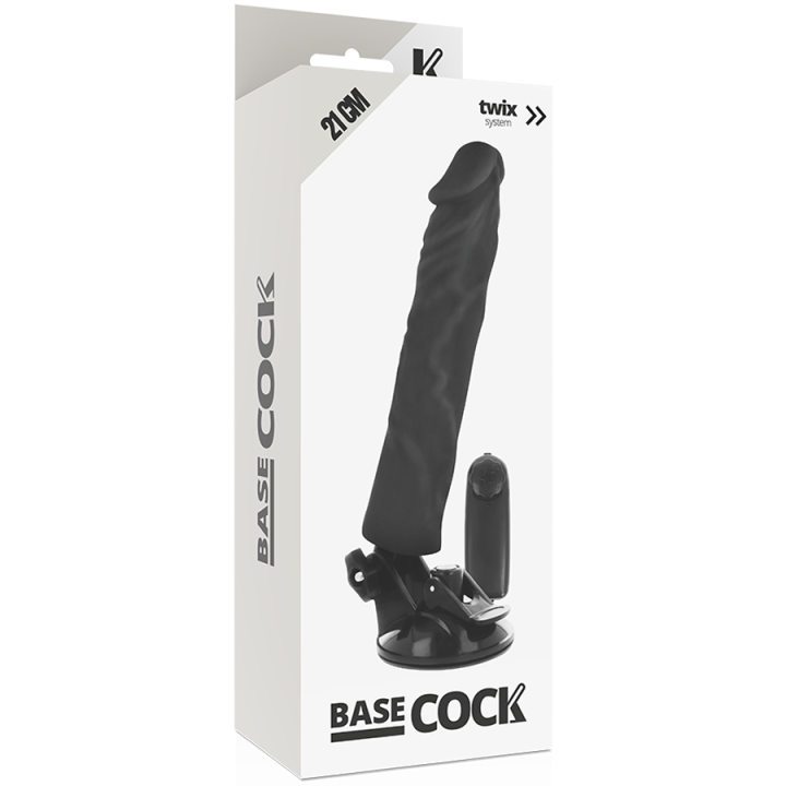 Realistischer Vibrator mit Fernbedienung Schwarz 21 cm -O- 4 cm von Basecock | Fesselliebe.de