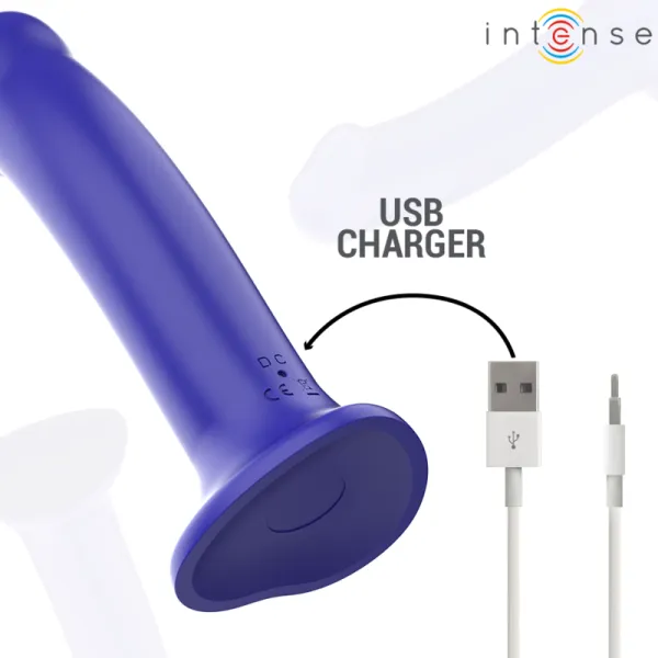 Victoria Vibrator mit Saugnapf 10 Vibrationen Dunkelblau mit Fernbedienung von Intense Fun | Fesselliebe.de
