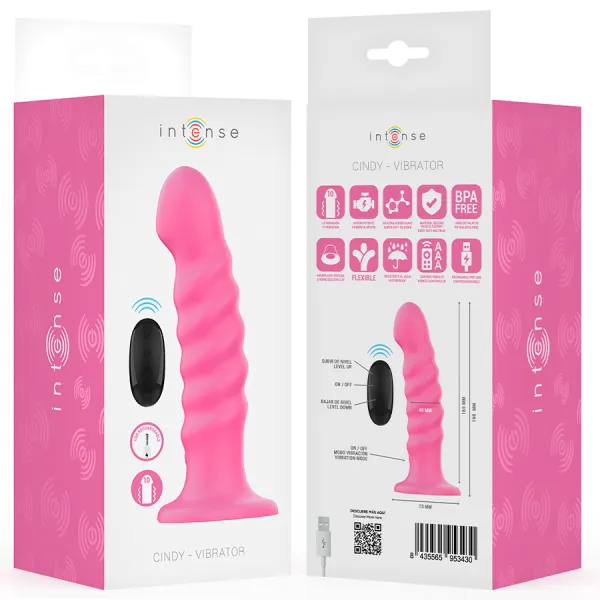 Cindy Vibrator Grösse L Spiralendesign 10 Vibrationen Rosa mit Fernbedienung von Intense Fun | Fesselliebe.de