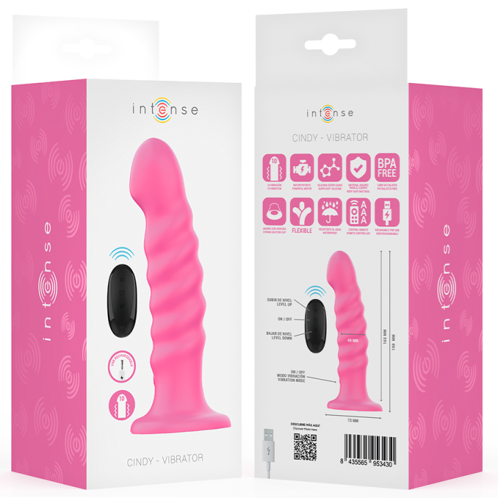 Cindy Vibrator Grösse L Spiralendesign 10 Vibrationen Rosa mit Fernbedienung von Intense Fun | Fesselliebe.de