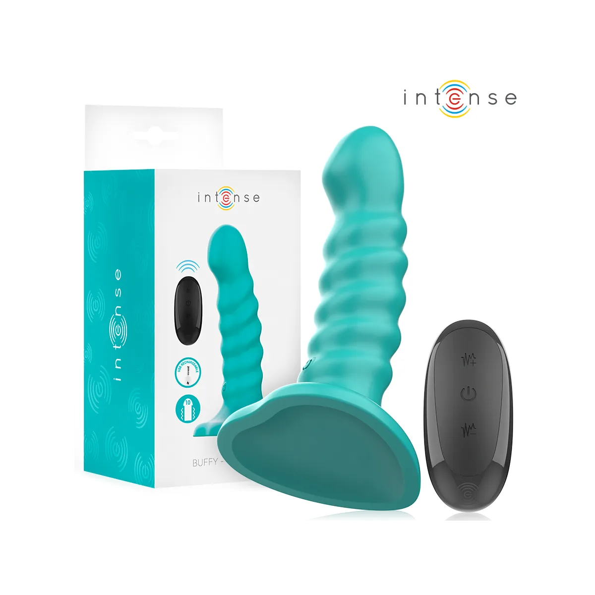 Buffy Vibrator Grösse S Spirale Design 10 Vibrationen Blau mit Fernbedienung von Intense Fun | Fesselliebe.de