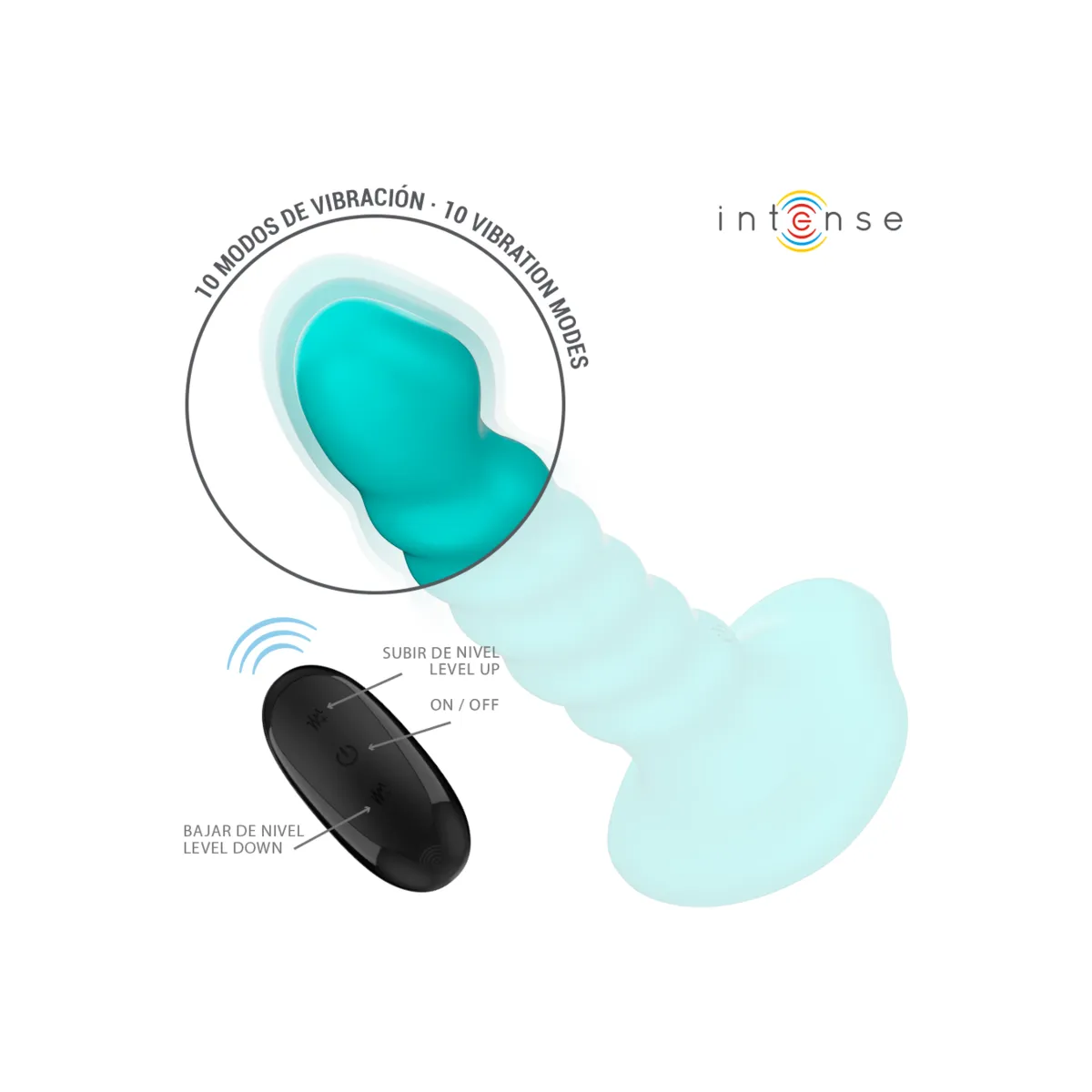 Buffy Vibrator Grösse S Spirale Design 10 Vibrationen Blau mit Fernbedienung von Intense Fun | Fesselliebe.de