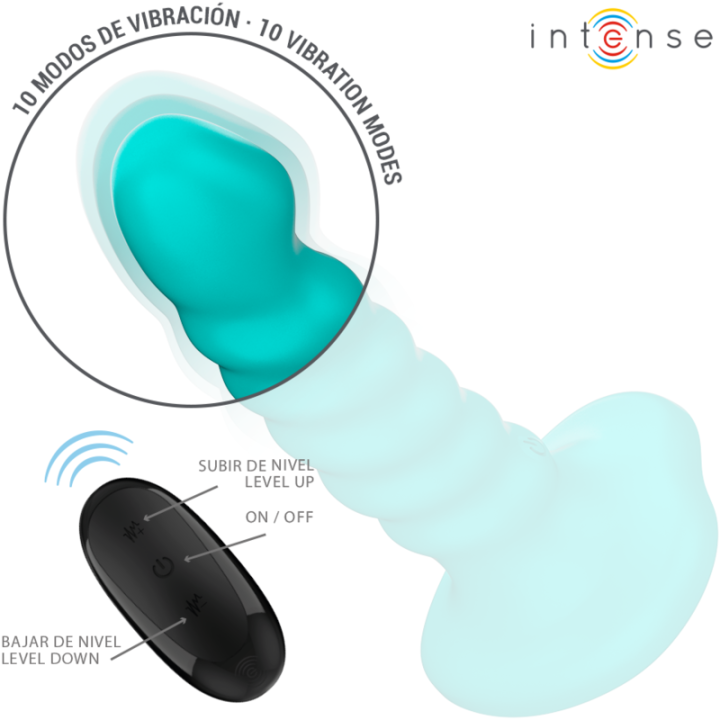 Buffy Vibrator Grösse S Spirale Design 10 Vibrationen Blau mit Fernbedienung von Intense Fun | Fesselliebe.de