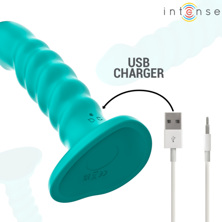 Buffy Vibrator Grösse S Spirale Design 10 Vibrationen Blau mit Fernbedienung von Intense Fun | Fesselliebe.de