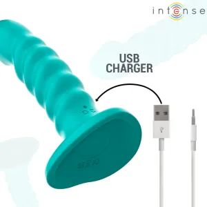 Buffy Vibrator Grösse S Spirale Design 10 Vibrationen Blau mit Fernbedienung von Intense Fun