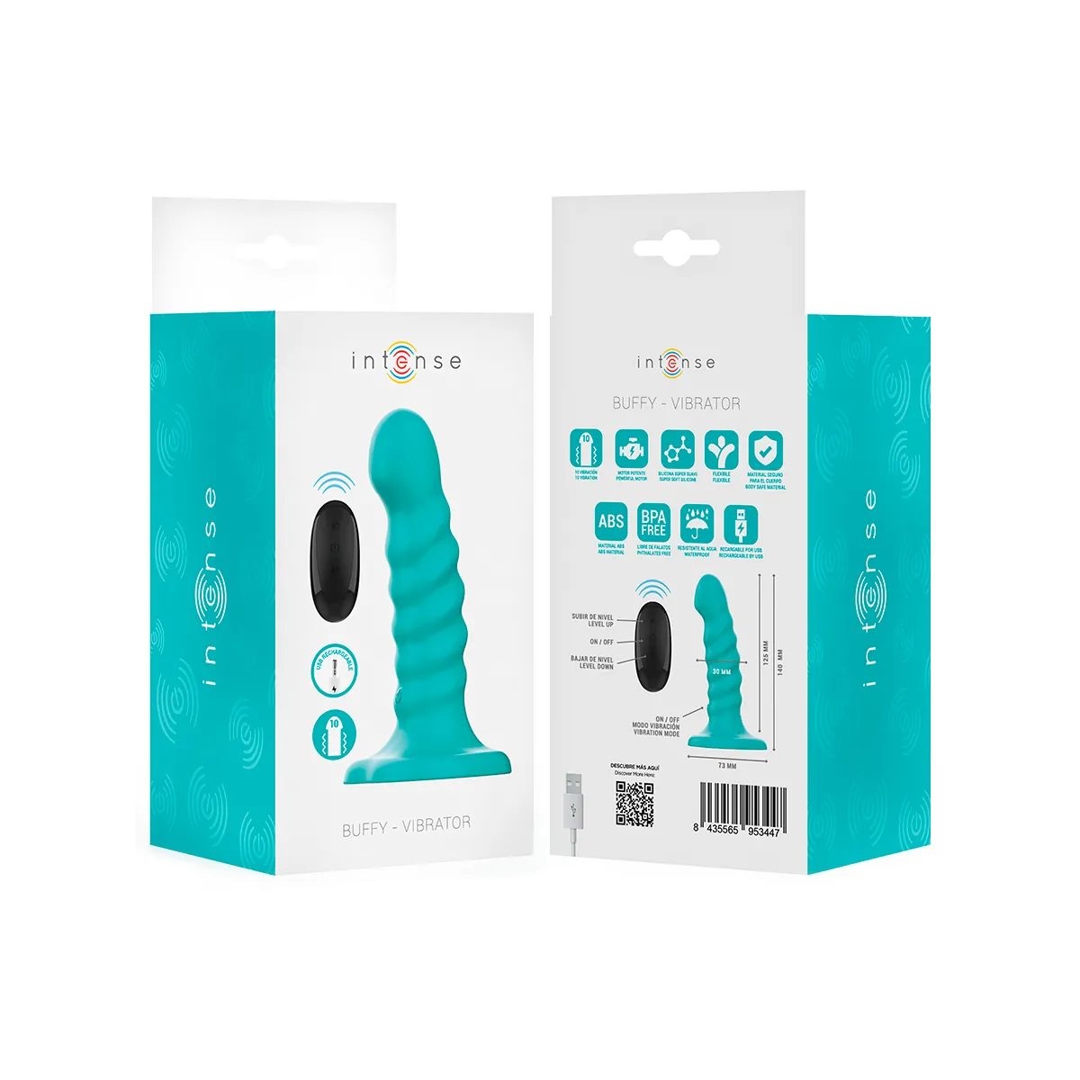 Buffy Vibrator Grösse S Spirale Design 10 Vibrationen Blau mit Fernbedienung von Intense Fun | Fesselliebe.de
