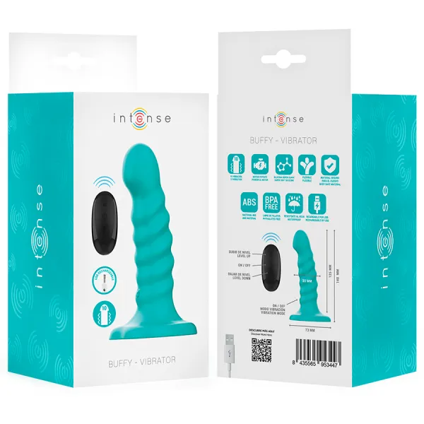 Buffy Vibrator Grösse S Spirale Design 10 Vibrationen Blau mit Fernbedienung von Intense Fun | Fesselliebe.de