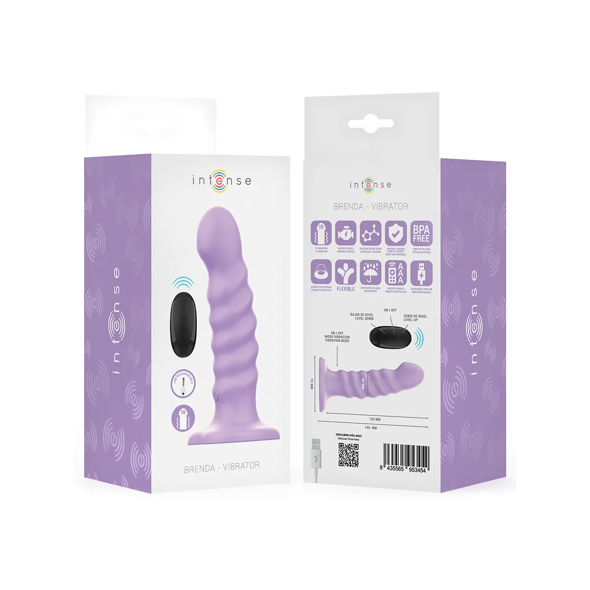 Brenda Vibrator Grösse M Spiralendesign 10 Vibrationen Lila mit Fernbedienung von Intense Fun | Fesselliebe.de