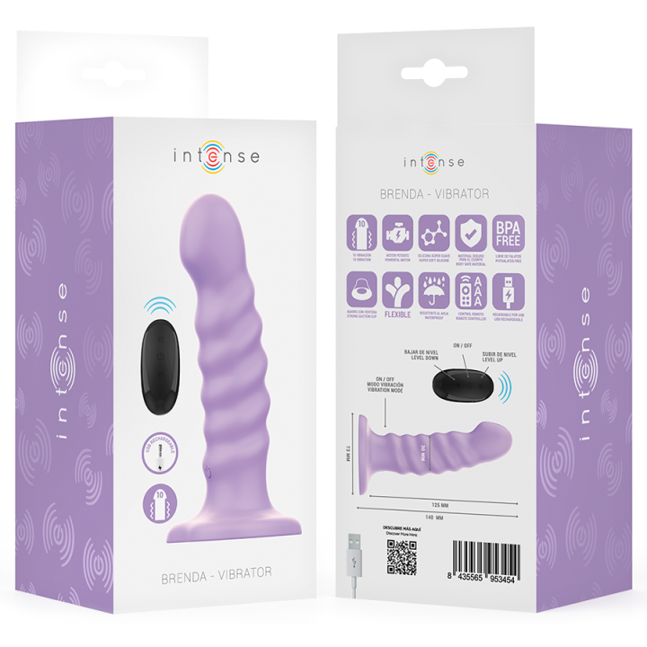 Brenda Vibrator Grösse M Spiralendesign 10 Vibrationen Lila mit Fernbedienung von Intense Fun | Fesselliebe.de