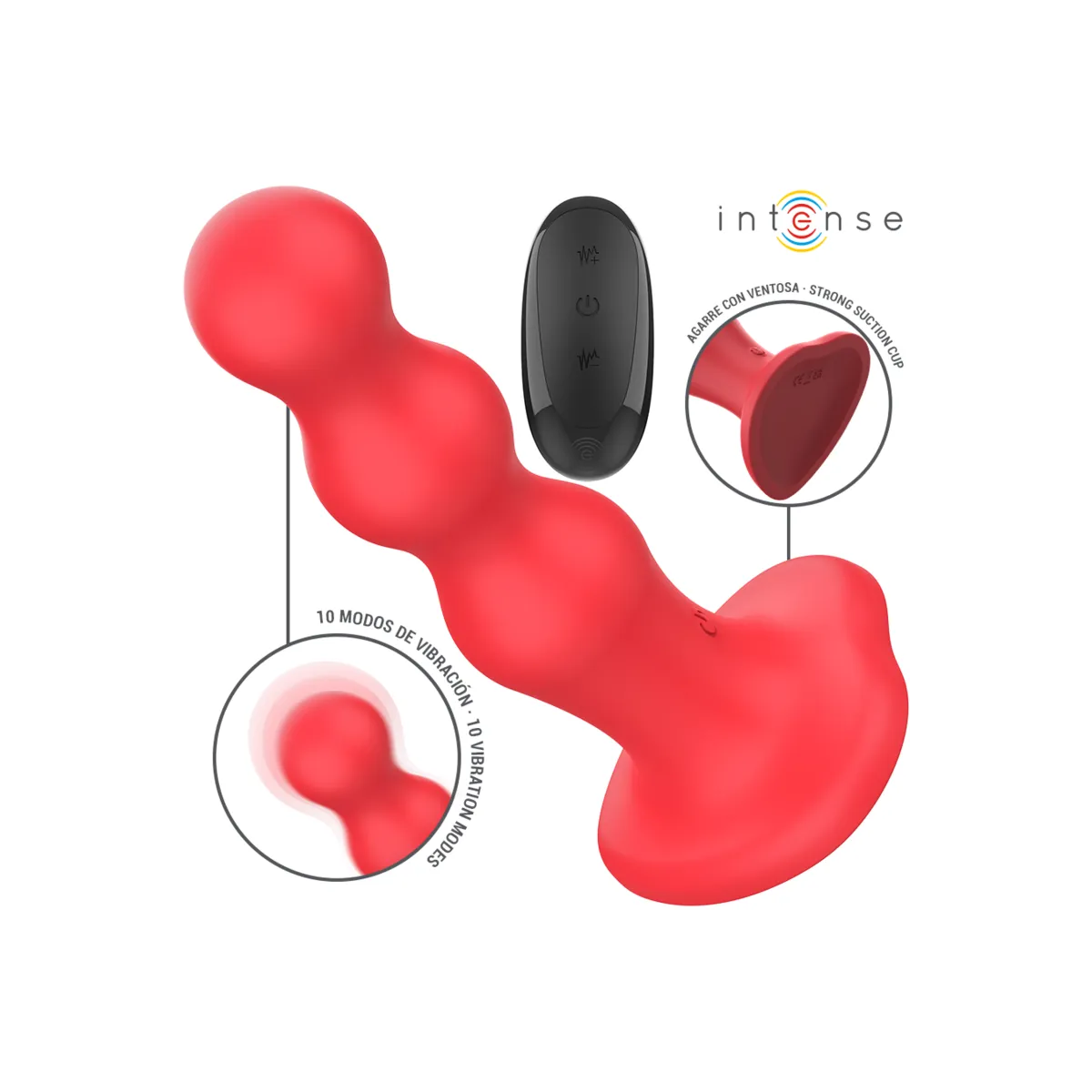 Cody Vibrator mit Saugnäpfen Rote mit Fernbedienung von Intense Fun | Fesselliebe.de
