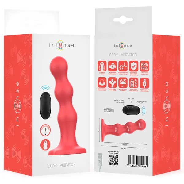 Cody Vibrator mit Saugnäpfen Rote mit Fernbedienung von Intense Fun | Fesselliebe.de
