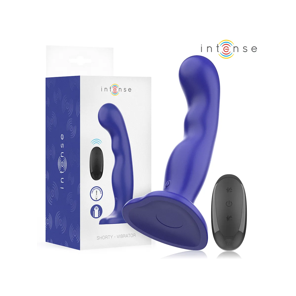 Shorty Vibrator mit Saugnäpfen Blau mit Fernbedienung von Intense Fun | Fesselliebe.de
