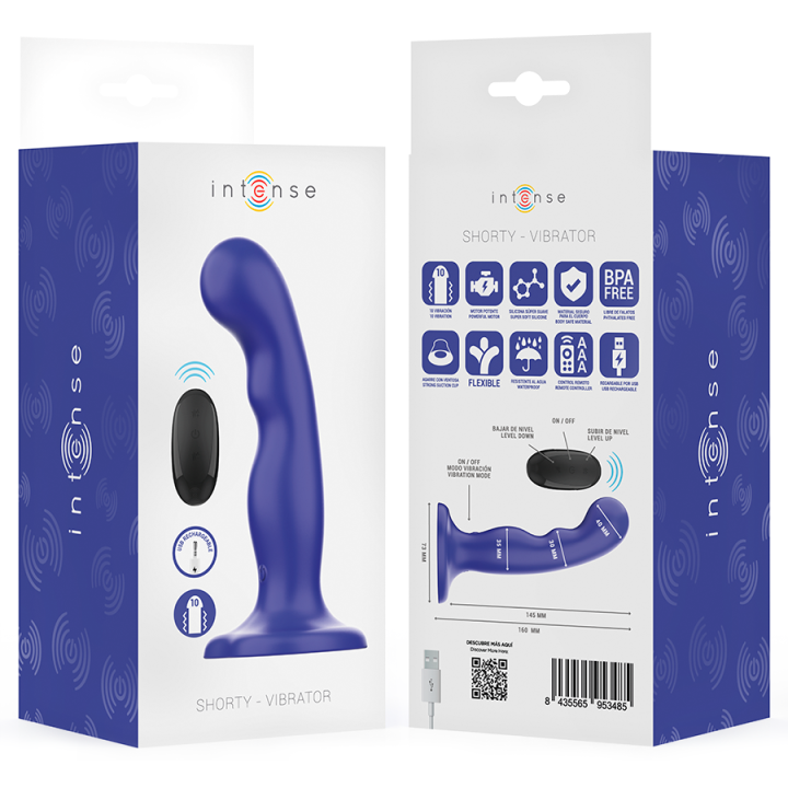Shorty Vibrator mit Saugnäpfen Blau mit Fernbedienung von Intense Fun | Fesselliebe.de