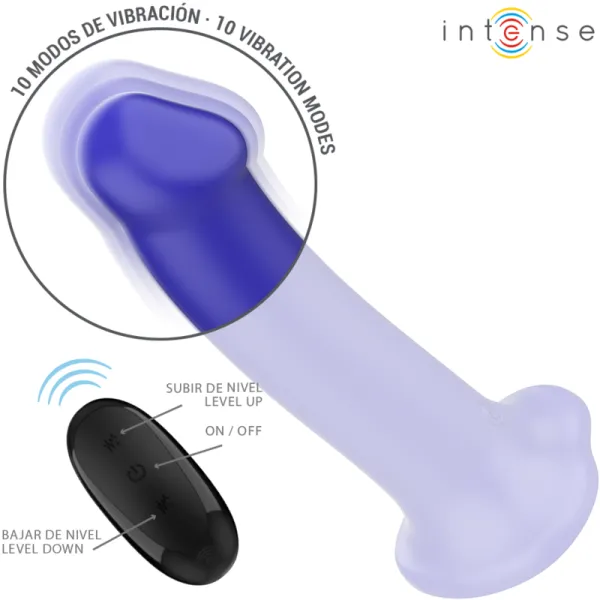 Victoria Vibrator mit Saugnapf 10 Vibrationen Dunkelblau mit Fernbedienung von Intense Fun | Fesselliebe.de