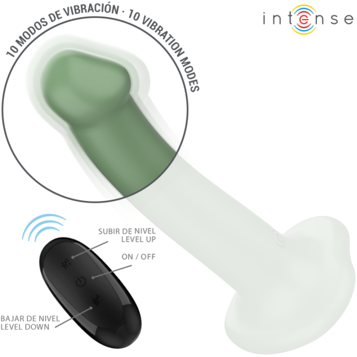 Becca Vibrator mit Saugnapf 10 Vibrationen Grüne mit Fernbedienung von Intense Fun | Fesselliebe.de