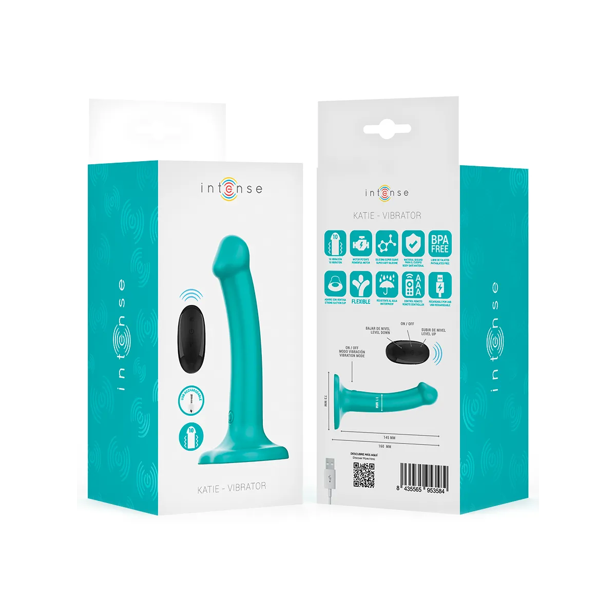 Katie Vibrator mit Saugnäpfen 10 Vibrationen Blau mit Fernbedienung von Intense Fun | Fesselliebe.de