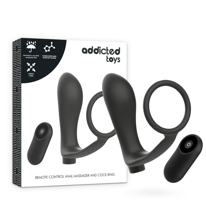 Penisring mit Fernbedienung Analplug Schwarz wiederaufladbar von Addicted Toys | Fesselliebe.de