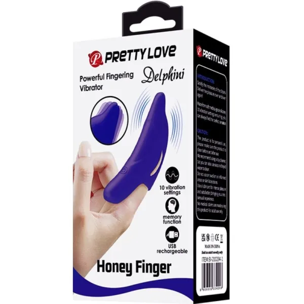 Delphini Leistungsstarker Dunkelblauer Fingerstimulator von Pretty Love | Fesselliebe.de